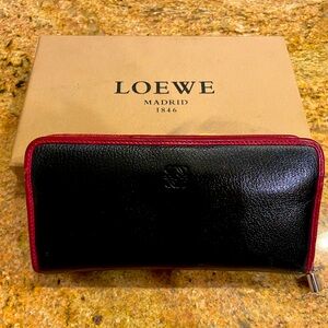 Loewe Anagram Zip Around Leather Wallet - Black